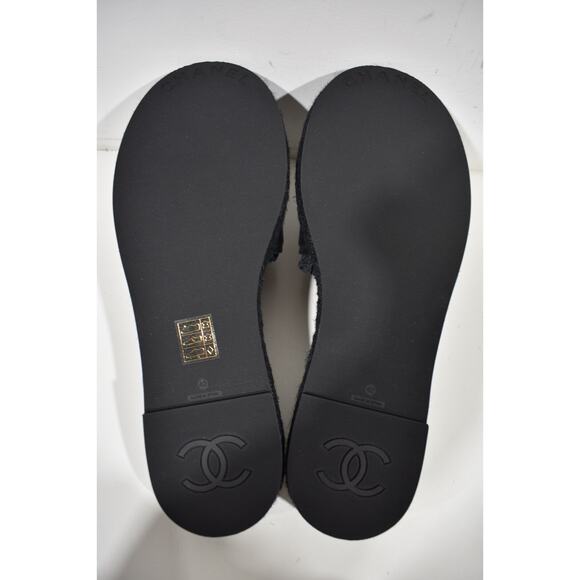 Chanel 23C Black Lambskin Leather CC Logo Slide Sandal Slip Espadrille Flat 42 - Picture 12 of 12